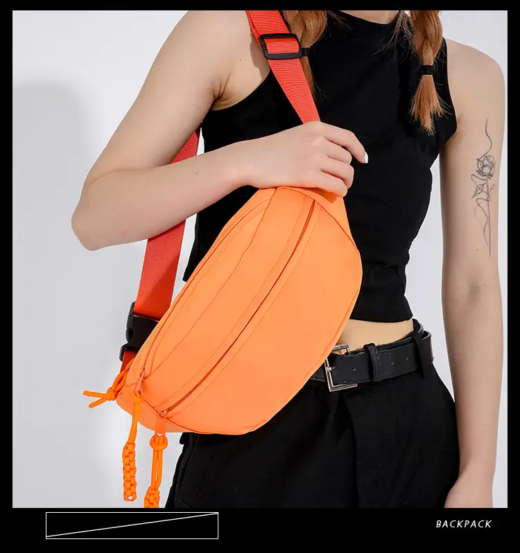 Women's Orange Canvas Crossbody Bag Large Capacity — feature 5
