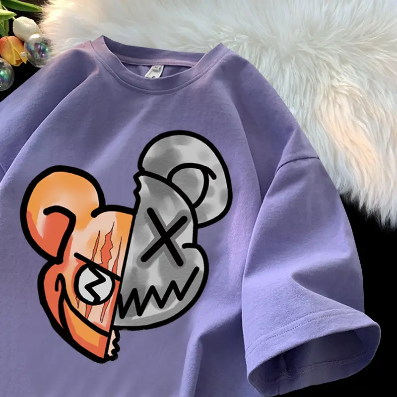 Women Purple Graphic T-Shirt Short Sleeve 2023 - Image 7