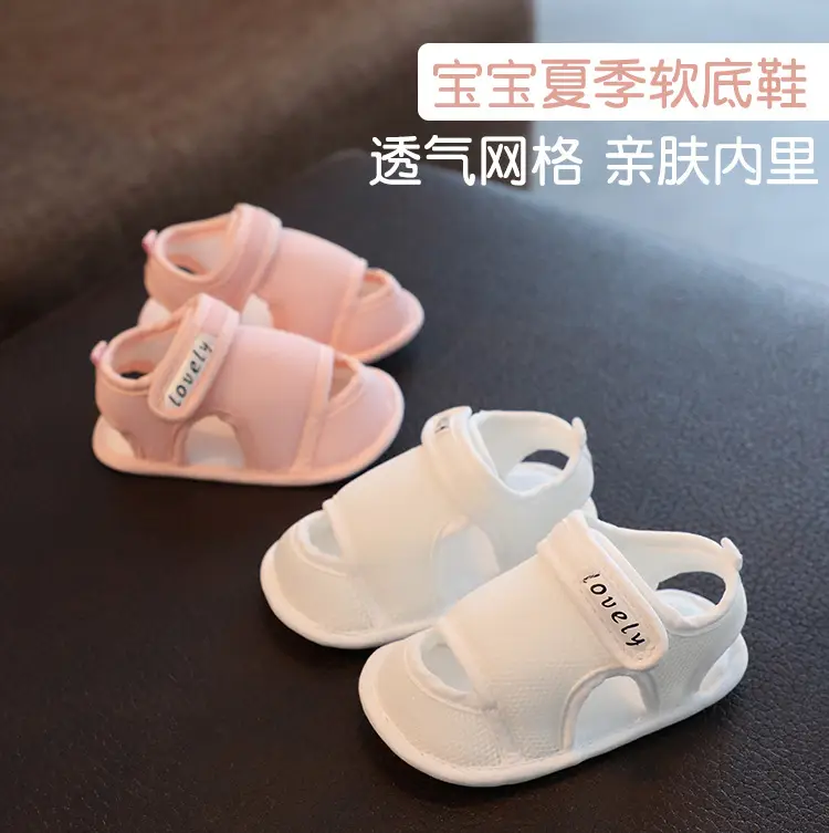 White Mesh Toddler Sandals with Non-Slip Sole — feature 1