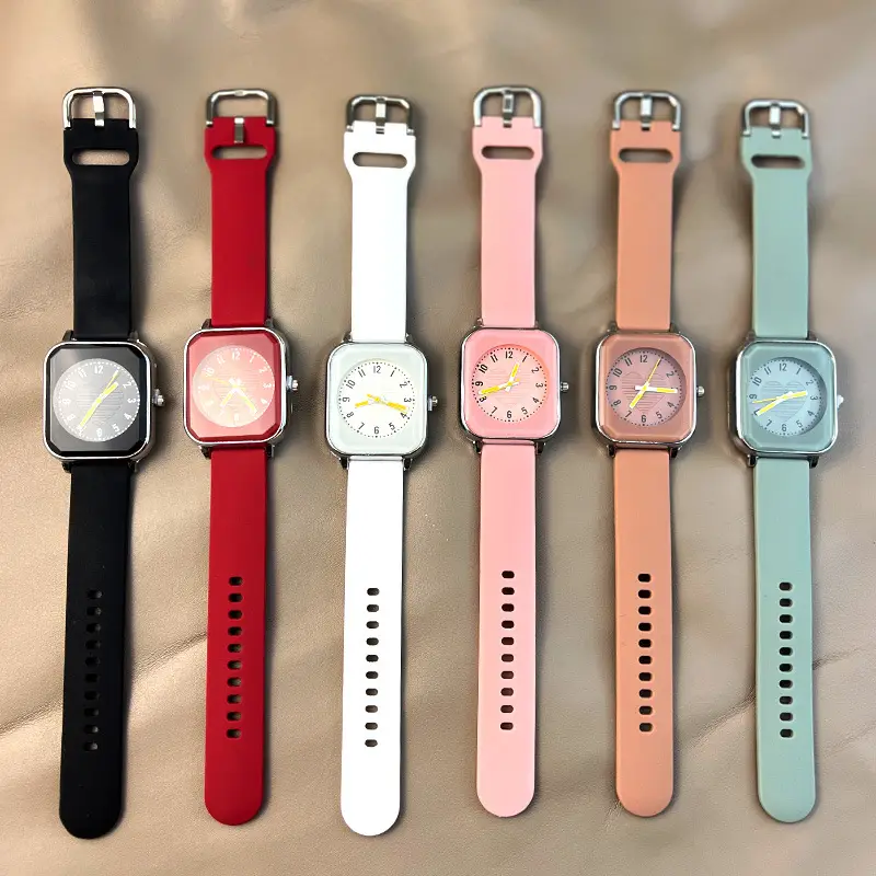 New ladies square skin feeling silicone strap watch simple fashion casual quartz watch manufacturers wholesale trade