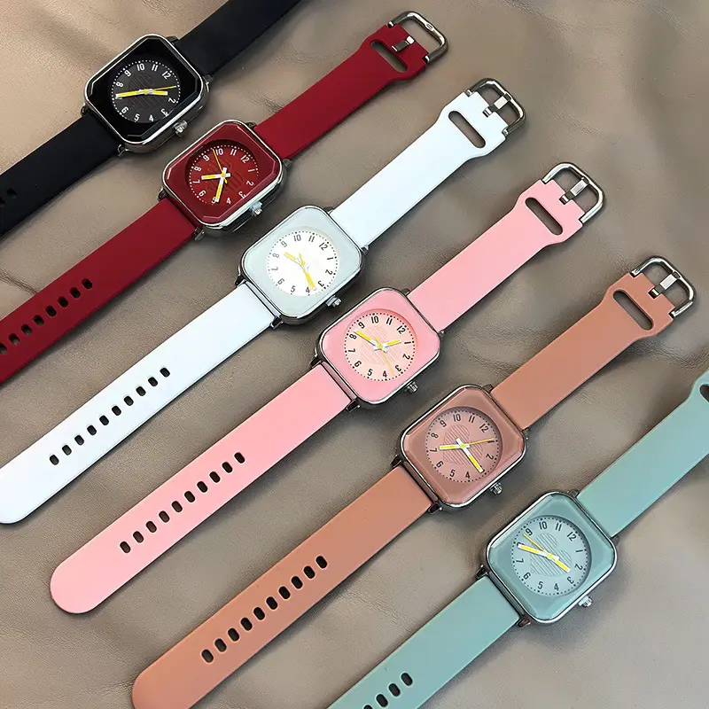 New ladies square skin feeling silicone strap watch simple fashion casual quartz watch manufacturers wholesale trade — feature 4