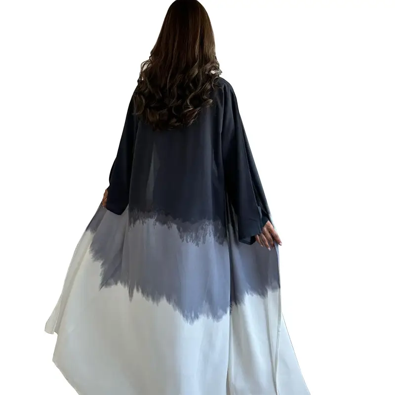 MQ066 Tie-Dye Muslim Cape Abaya Dress - Image 9