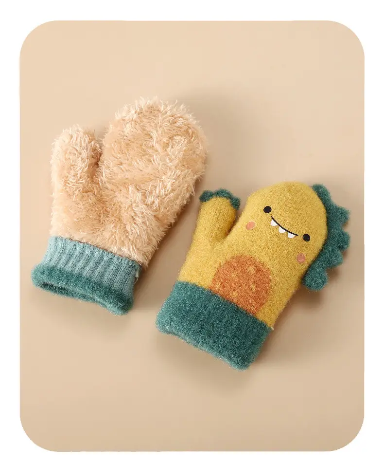 New Winter Children's Gloves, Cute Cartoon Baby Anti-Scratch, Fleece-Lined, Thickened, Knitted, Warm and Cold-Proof — feature 14