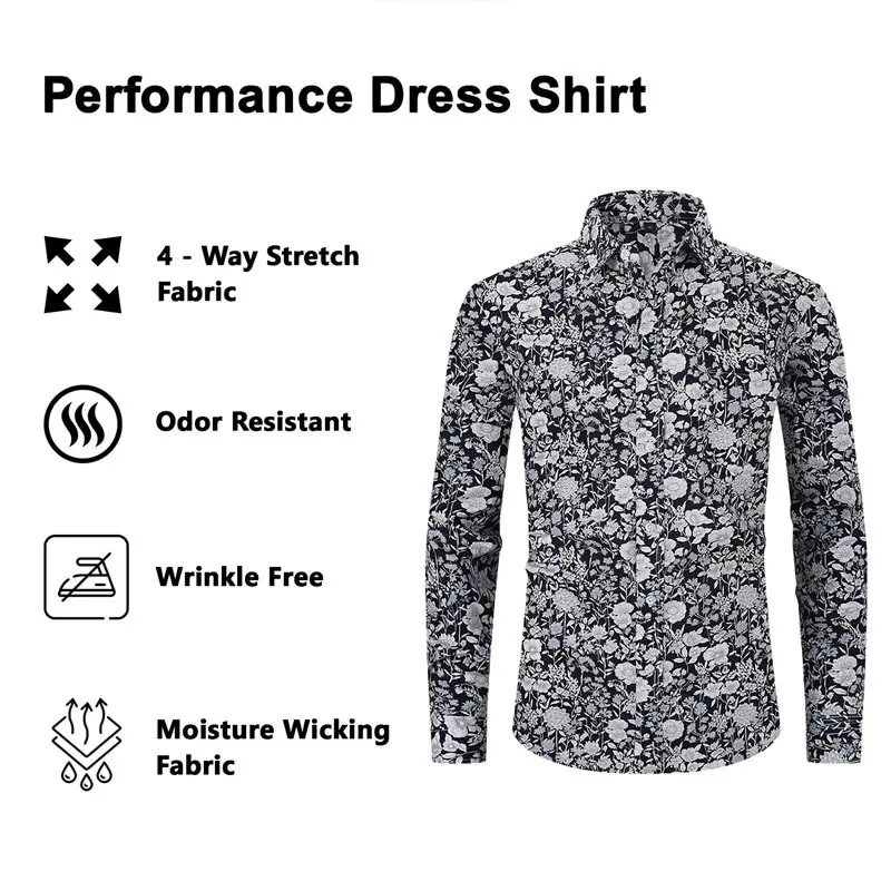 Men Printed Long Sleeve Shirt Spring Summer Cotton - Image 8