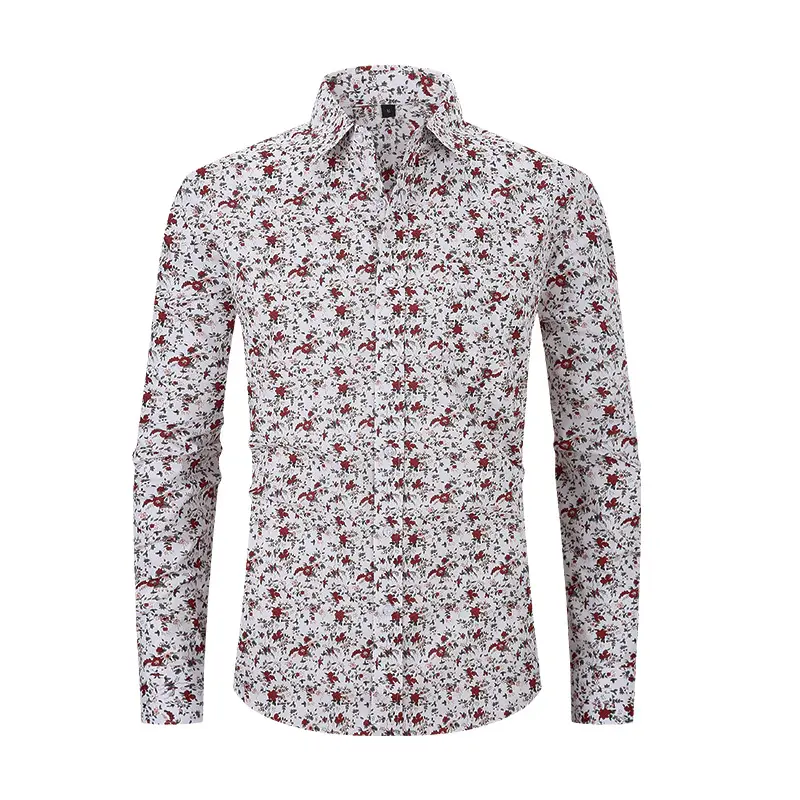 Men Printed Long Sleeve Shirt Spring Summer Cotton - Image 11