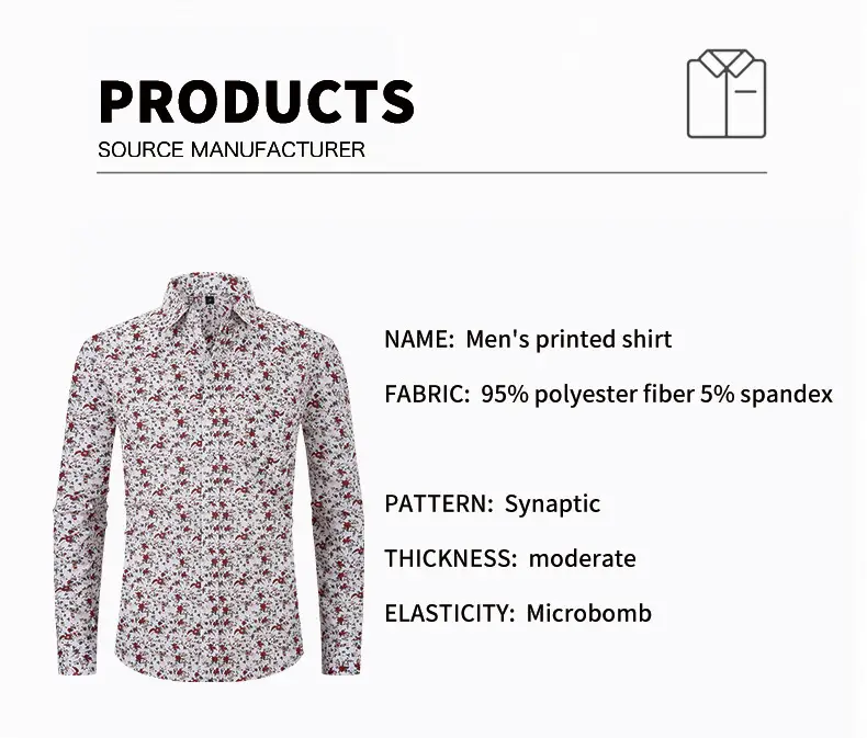 Men Printed Long Sleeve Shirt Spring Summer Cotton — feature 17