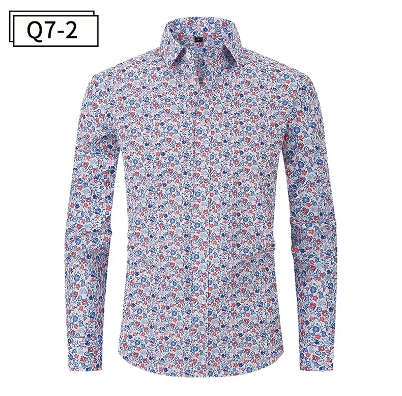 Men Printed Long Sleeve Shirt Spring Summer Cotton — feature 20