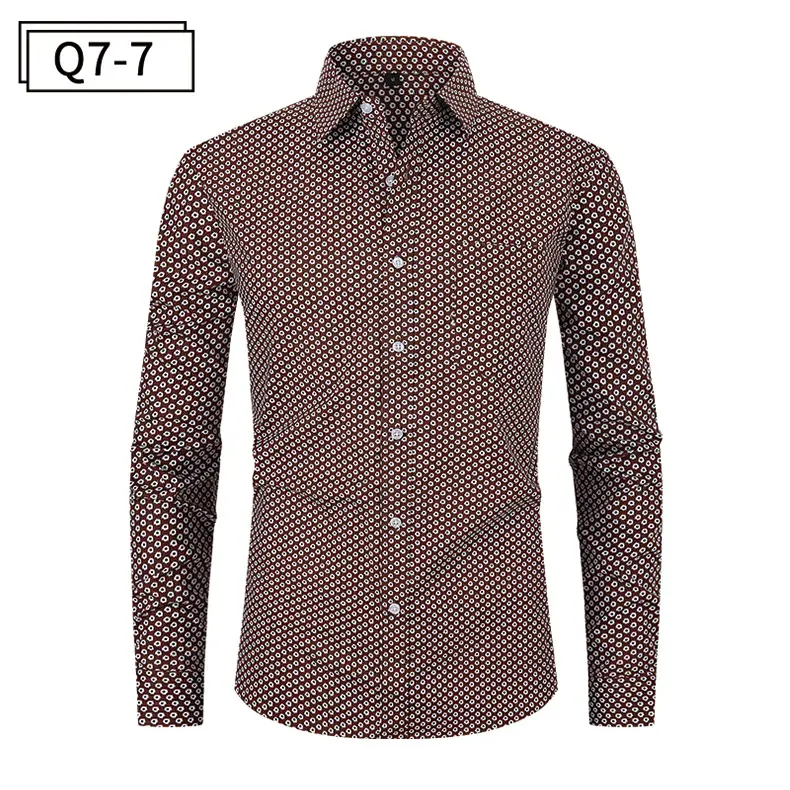 Men Printed Long Sleeve Shirt Spring Summer Cotton — feature 24