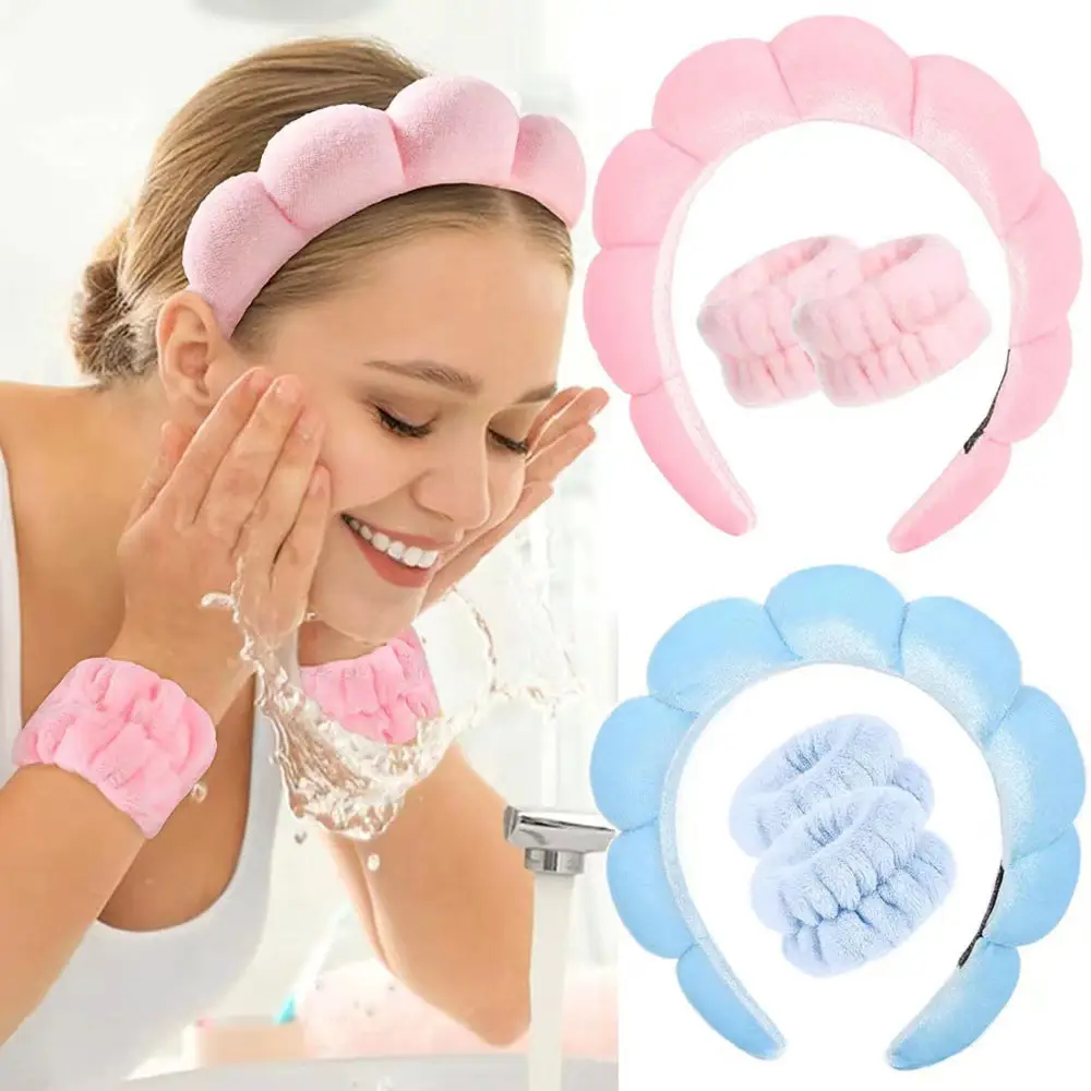Women's Washable Headband Set Pink Blue Wrist Accessories - Image 27
