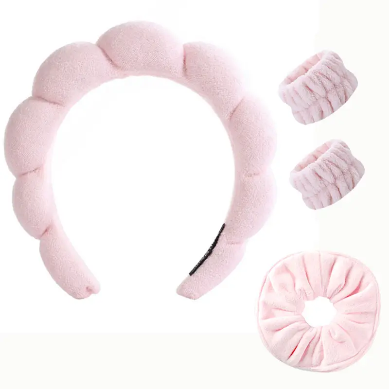 Women's Washable Headband Set Pink Blue Wrist Accessories - Image 12