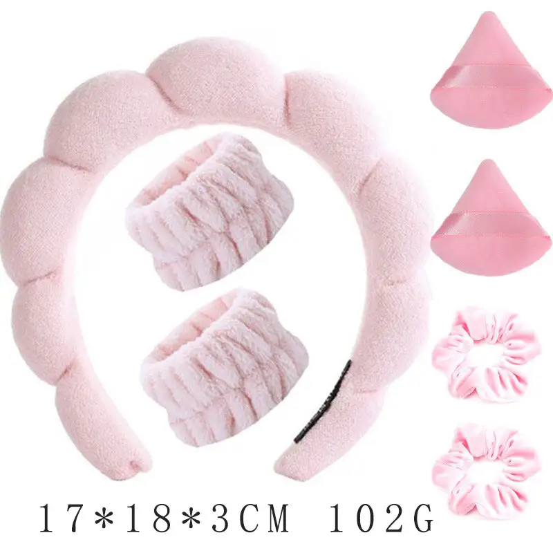 Women's Washable Headband Set Pink Blue Wrist Accessories - Image 21
