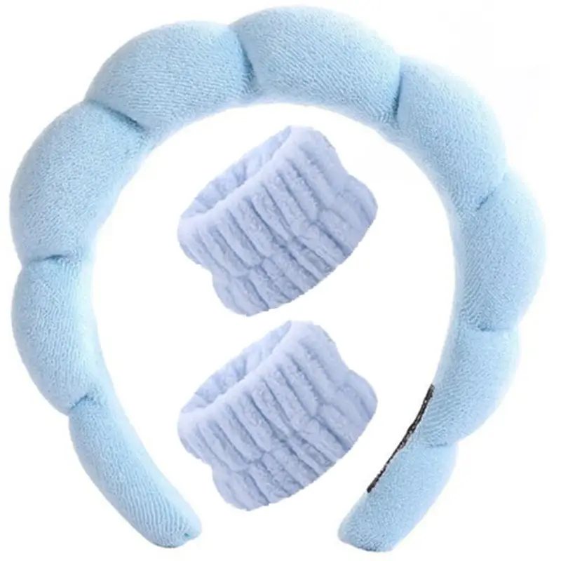 Women's Washable Headband Set Pink Blue Wrist Accessories - Image 8