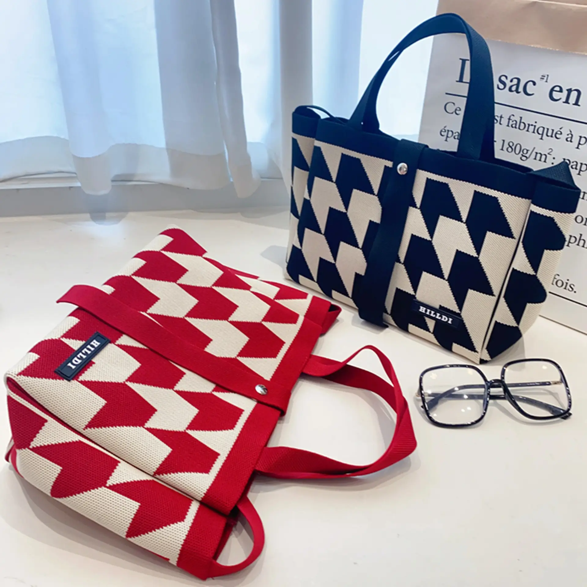 Korean Style Houndstooth Shoulder Bag Tote