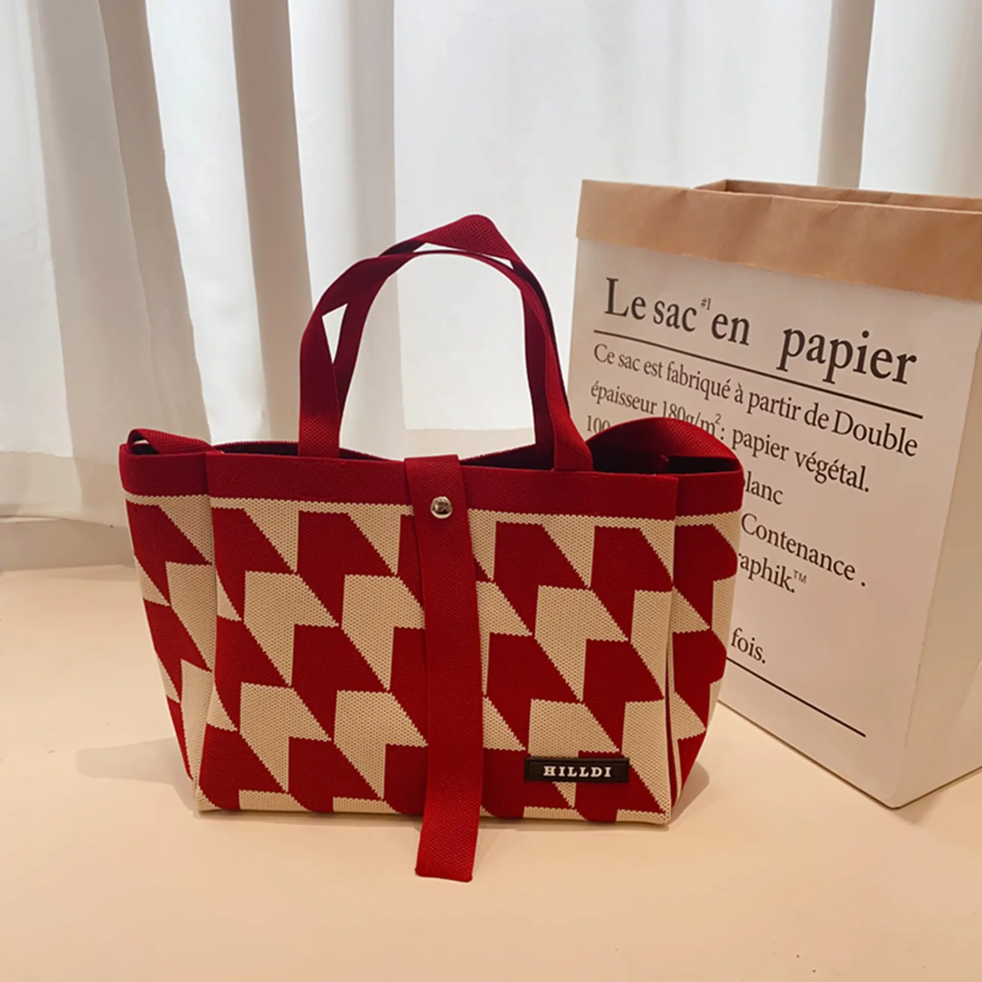 Korean Style Houndstooth Shoulder Bag Tote — feature 27