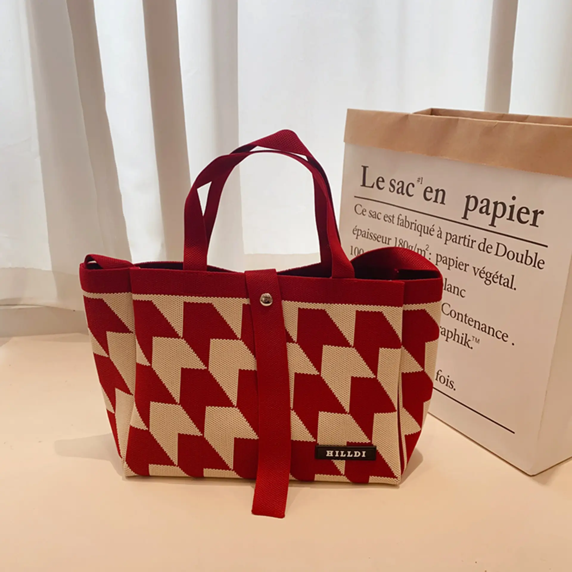 Korean Style Houndstooth Shoulder Bag Tote
