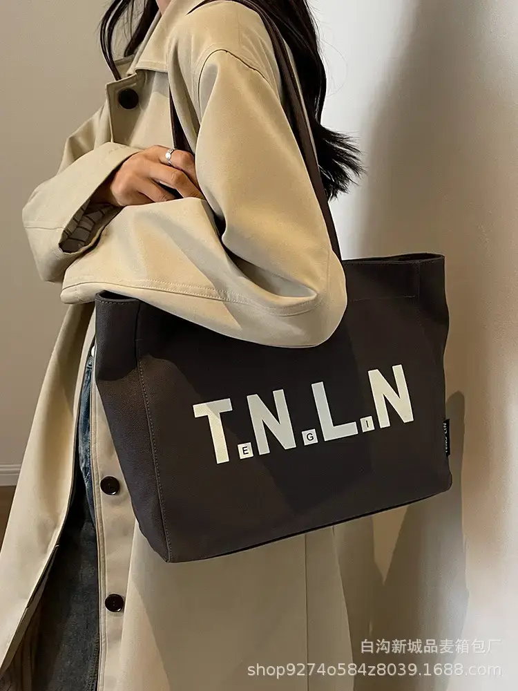 Women Canvas Shoulder Bag Black Large Capacity 2023 - Image 5