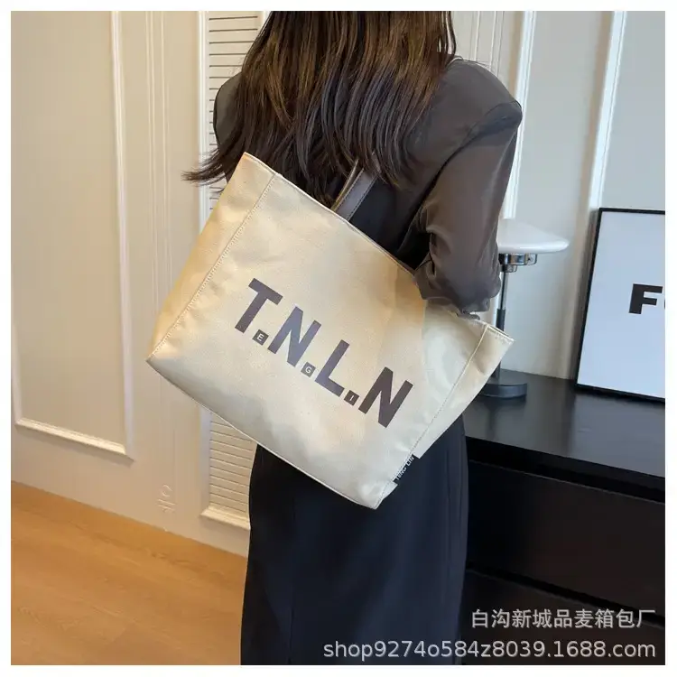 Women Canvas Shoulder Bag Black Large Capacity 2023 — feature 15