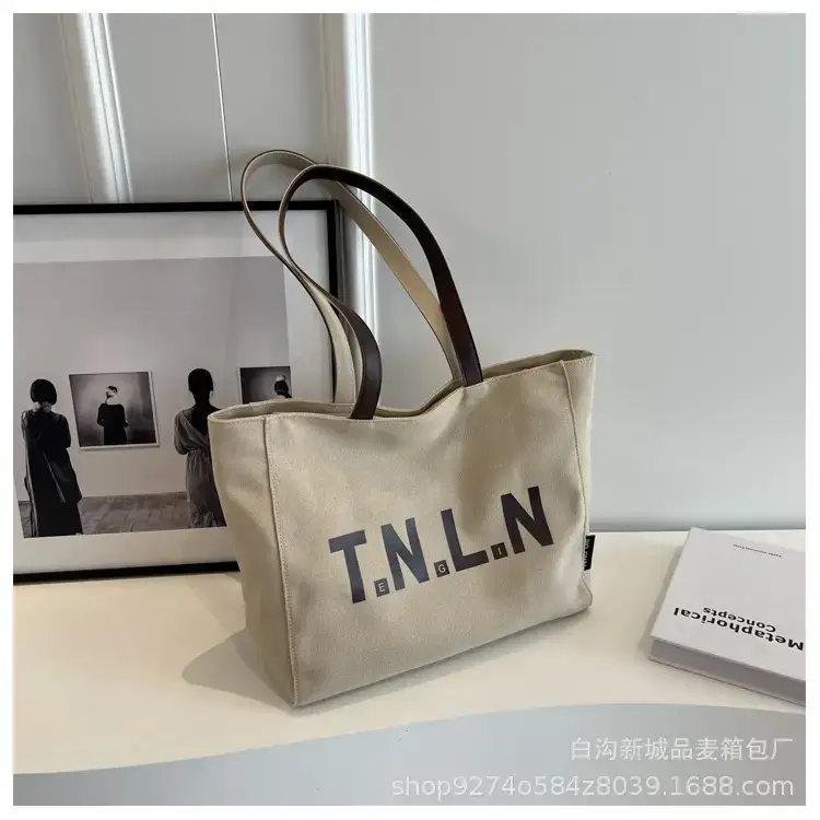 Women Canvas Shoulder Bag Black Large Capacity 2023 - Image 2