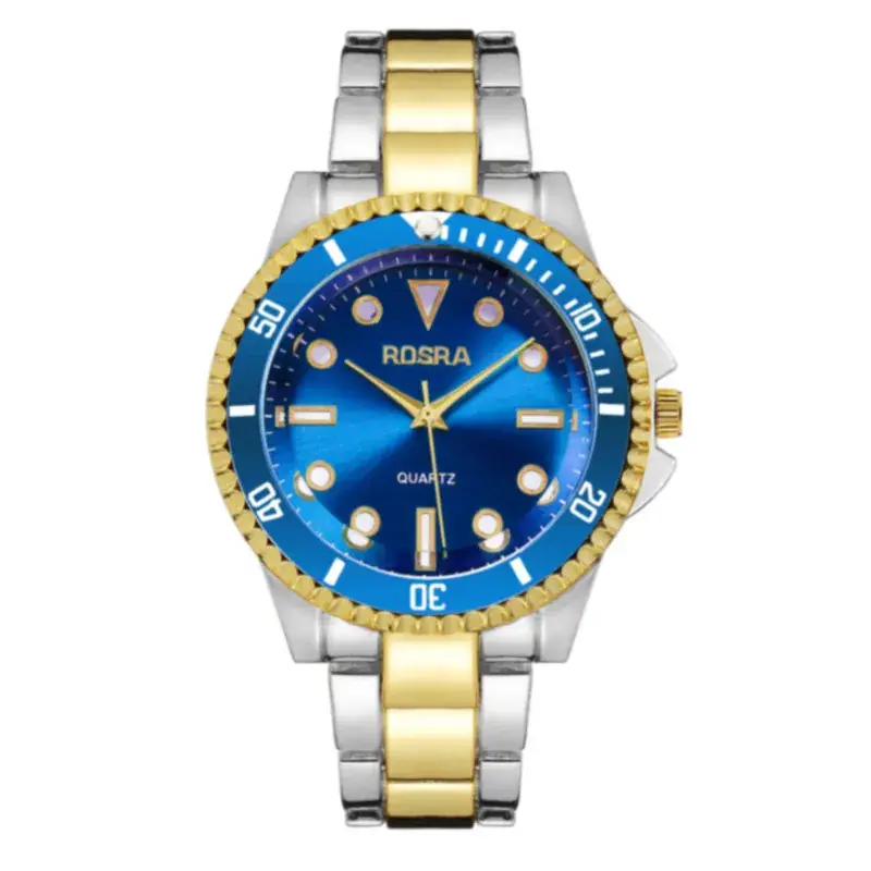 Men's Blue Dial Quartz Watch with Gold Bracelet - Image 2