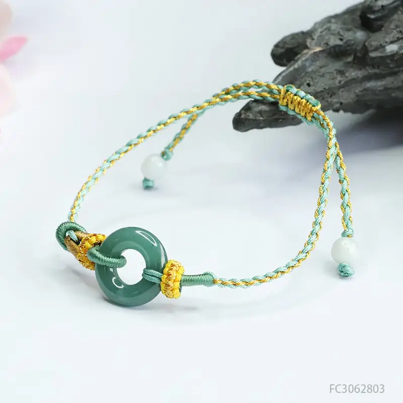 Green Jade Peace Ring Bracelet with Yellow Beads — feature 10