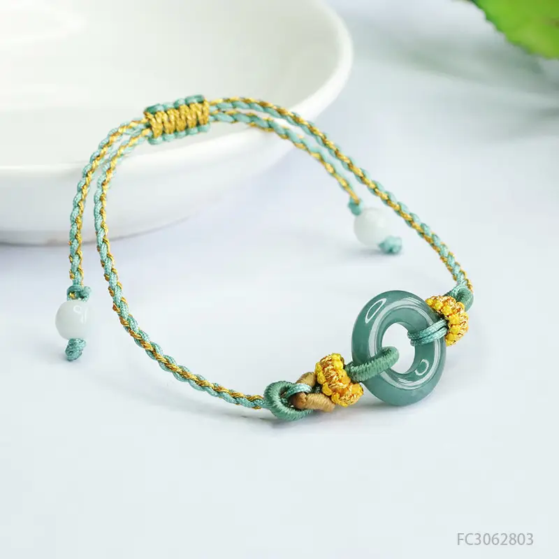 Green Jade Peace Ring Bracelet with Yellow Beads — feature 8