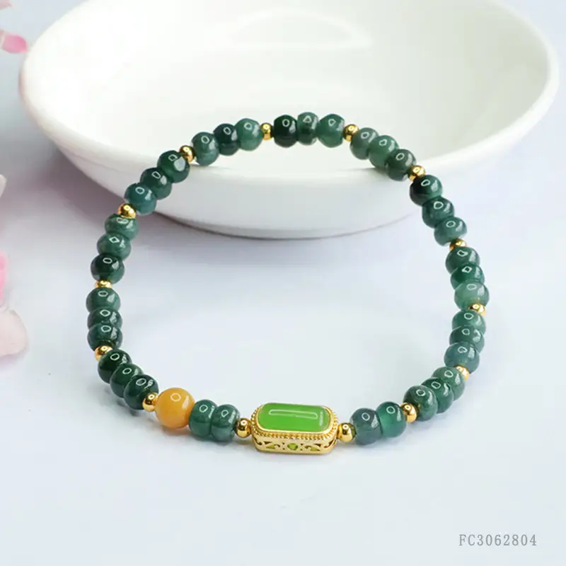 Emerald Blue Water Abacus Beads Bracelet (FC3062804)