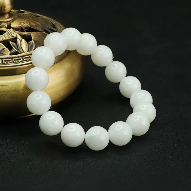 Aiyu White Jade Bracelet for Men Women - Image 4