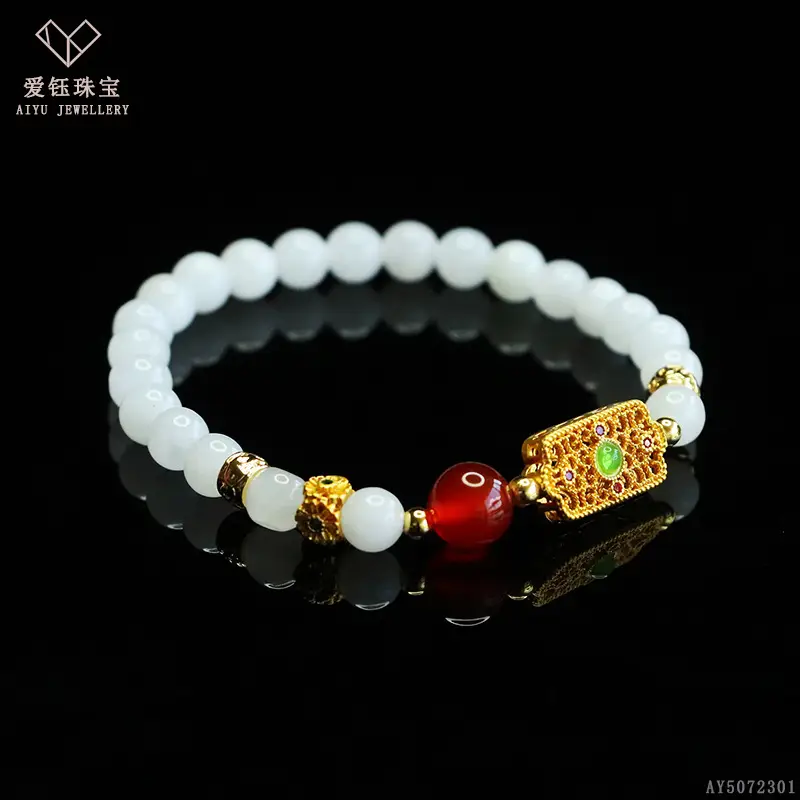 Aiyu Natural Hetian Jade White Jade Bracelet Single Circle Wholesale - Image 2