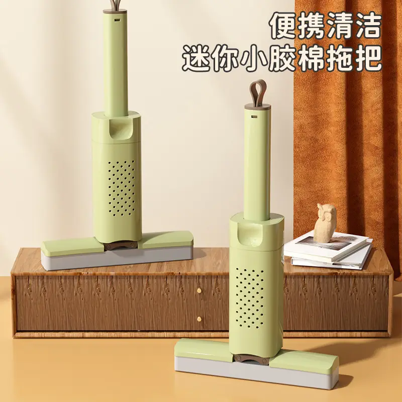 Source Factory Mini Sponge Mop, Hands-Free Washing, Foldable Absorbent Sponge Mop for Bathroom Countertops and Desktops