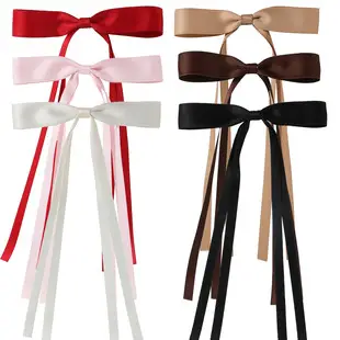 Satin Bow Hairpins Red Black Spring Clip — feature 4