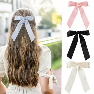 Satin Bow Hairpins Red Black Spring Clip — feature 6