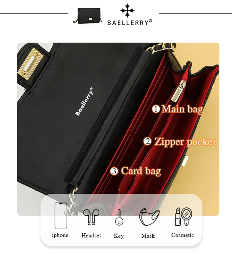 Women's Rhomboid Crossbody Bag Black Baellerry Korean Style — feature 23