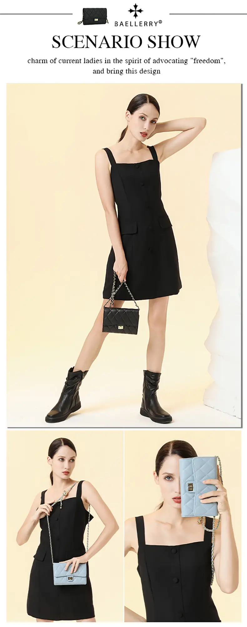 Women's Rhomboid Crossbody Bag Black Baellerry Korean Style — feature 26