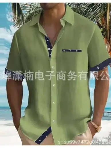 Men's 2023 Summer Printed Short Sleeve Shirt Grey - Image 35