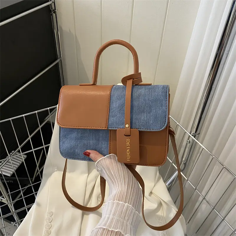 Women's Blue White Stitched Shoulder Messenger Bag 2023 - Image 7