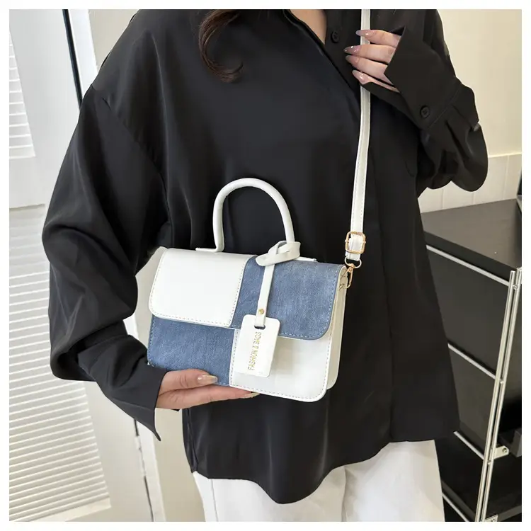 Women's Blue White Stitched Shoulder Messenger Bag 2023 — feature 17