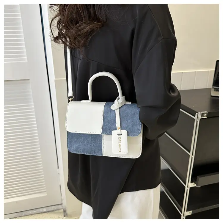 Women's Blue White Stitched Shoulder Messenger Bag 2023 — feature 18