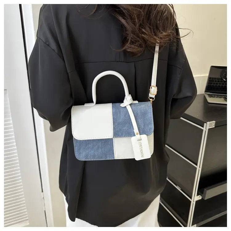 Women's Blue White Stitched Shoulder Messenger Bag 2023 — feature 19