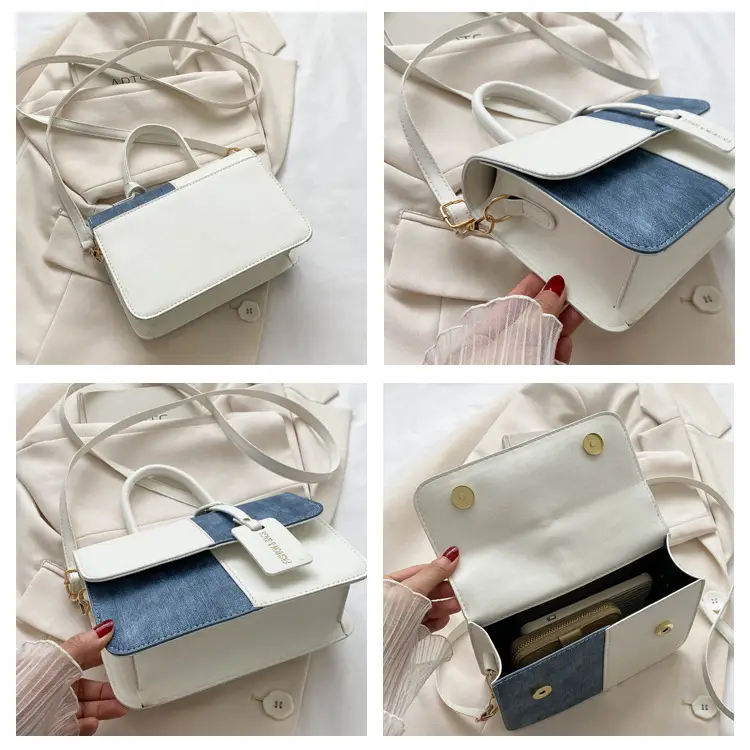 Women's Blue White Stitched Shoulder Messenger Bag 2023 — feature 7