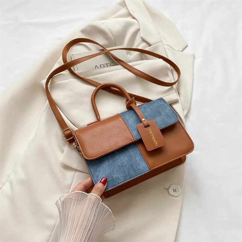 Women's Blue White Stitched Shoulder Messenger Bag 2023 - Image 3