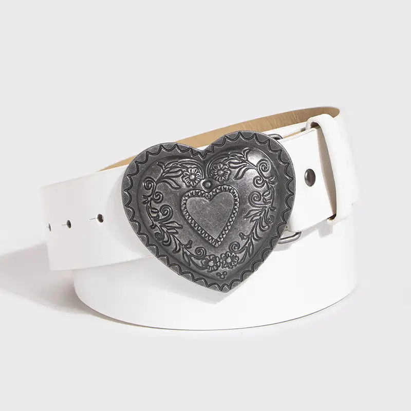 Vintage Heart Carved Belt for Women - Image 5