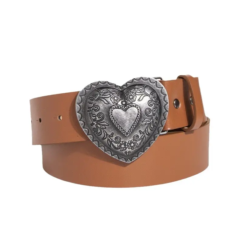 Vintage Heart Carved Belt for Women - Image 9