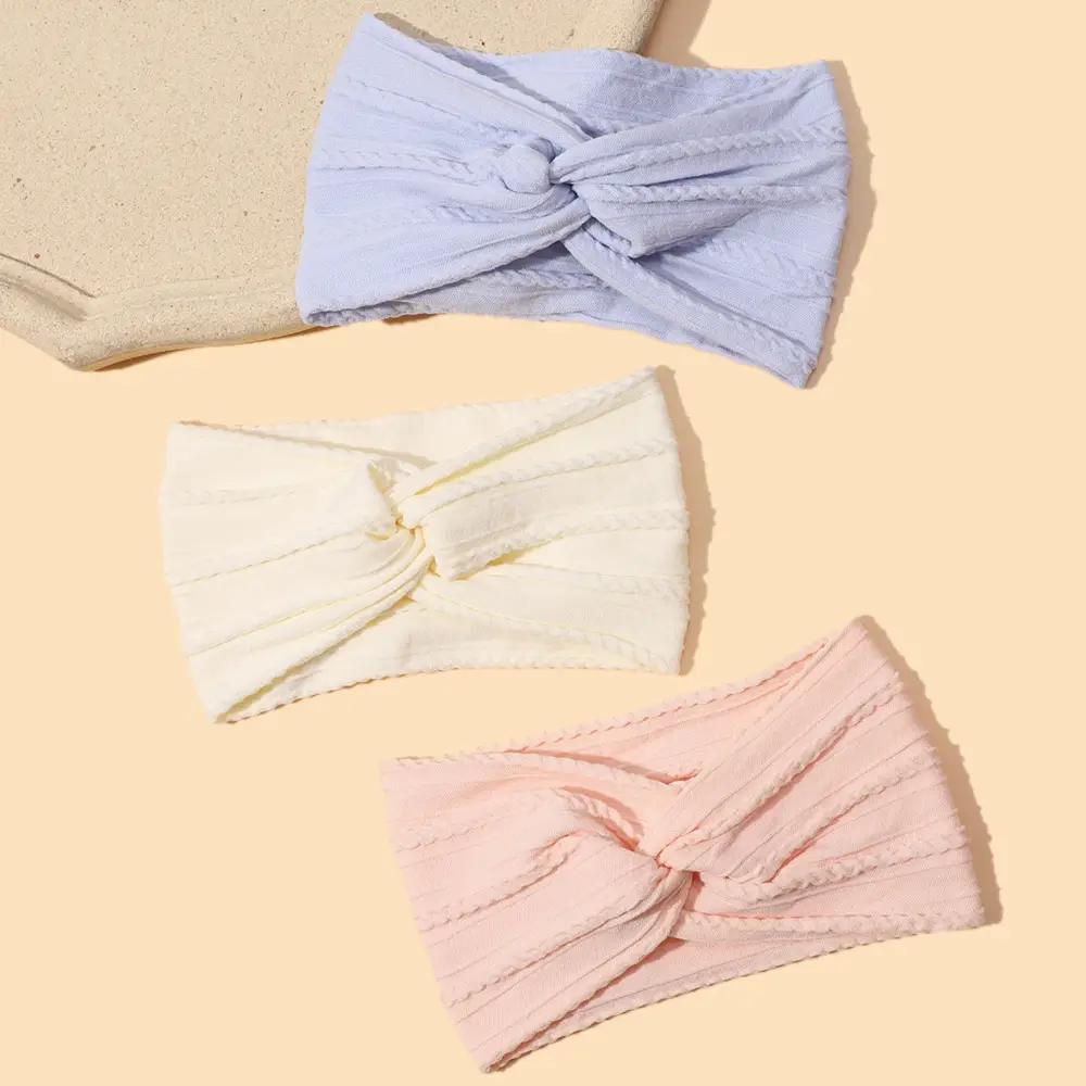 Green Cross Knot Headband for Baby Girls Nylon Elastic Wide Hairband - Image 46
