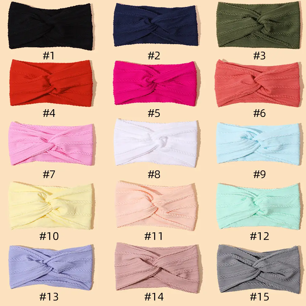 Green Cross Knot Headband for Baby Girls Nylon Elastic Wide Hairband — feature 1
