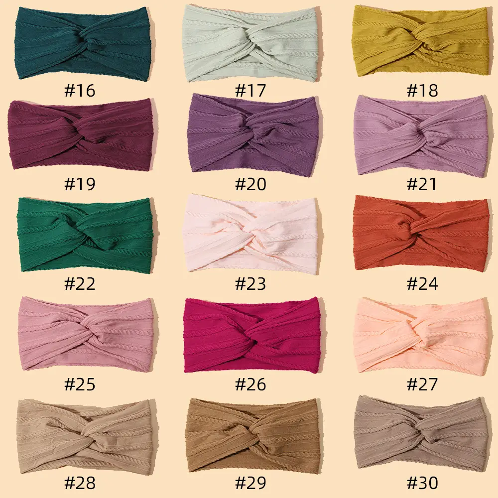 Green Cross Knot Headband for Baby Girls Nylon Elastic Wide Hairband — feature 2
