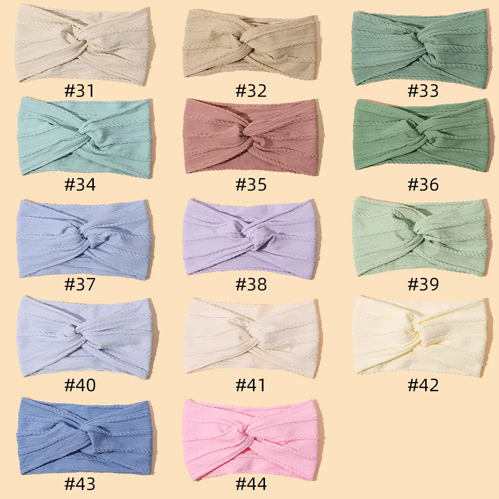 Green Cross Knot Headband for Baby Girls Nylon Elastic Wide Hairband — feature 3