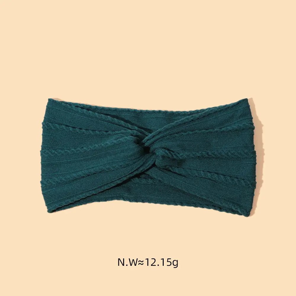 Green Cross Knot Headband for Baby Girls Nylon Elastic Wide Hairband — feature 5