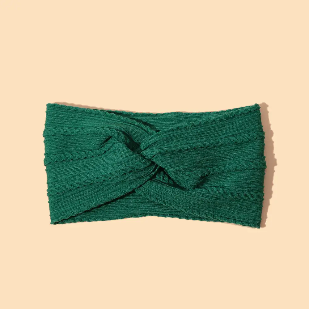 Green Cross Knot Headband for Baby Girls Nylon Elastic Wide Hairband - Image 22
