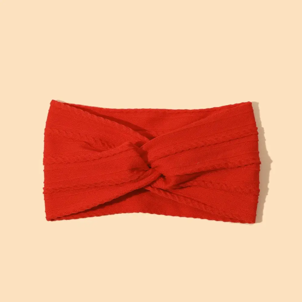 Green Cross Knot Headband for Baby Girls Nylon Elastic Wide Hairband - Image 4