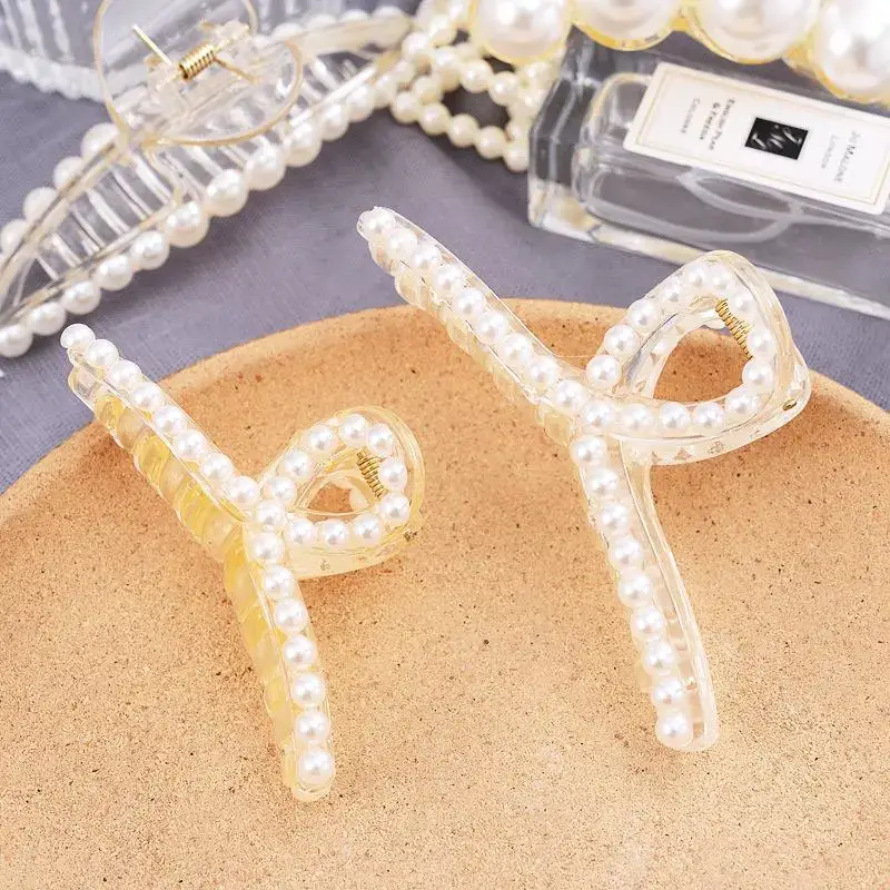 Pearl Hairpin Women's Back of Head Cyber Celebrity Large Hair Scratch Shark Clip Leopard Scratch Metal Hairpin Headwear — feature 11